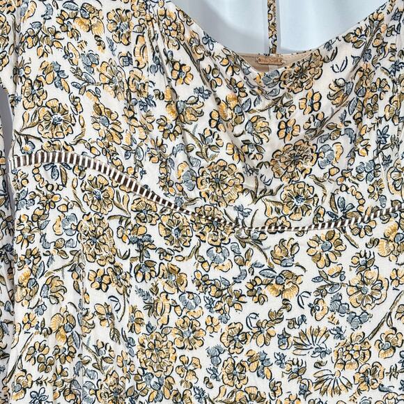 Free People Women’s Boheme Long Sleeve Mini Dress Size 8 Yellow Floral - Picture 6 of 7